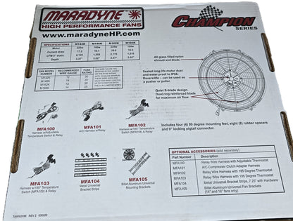 Maradyne A11-1036 M142K Electric Engine Cooling Fan 12V 225W (NEW In Box)