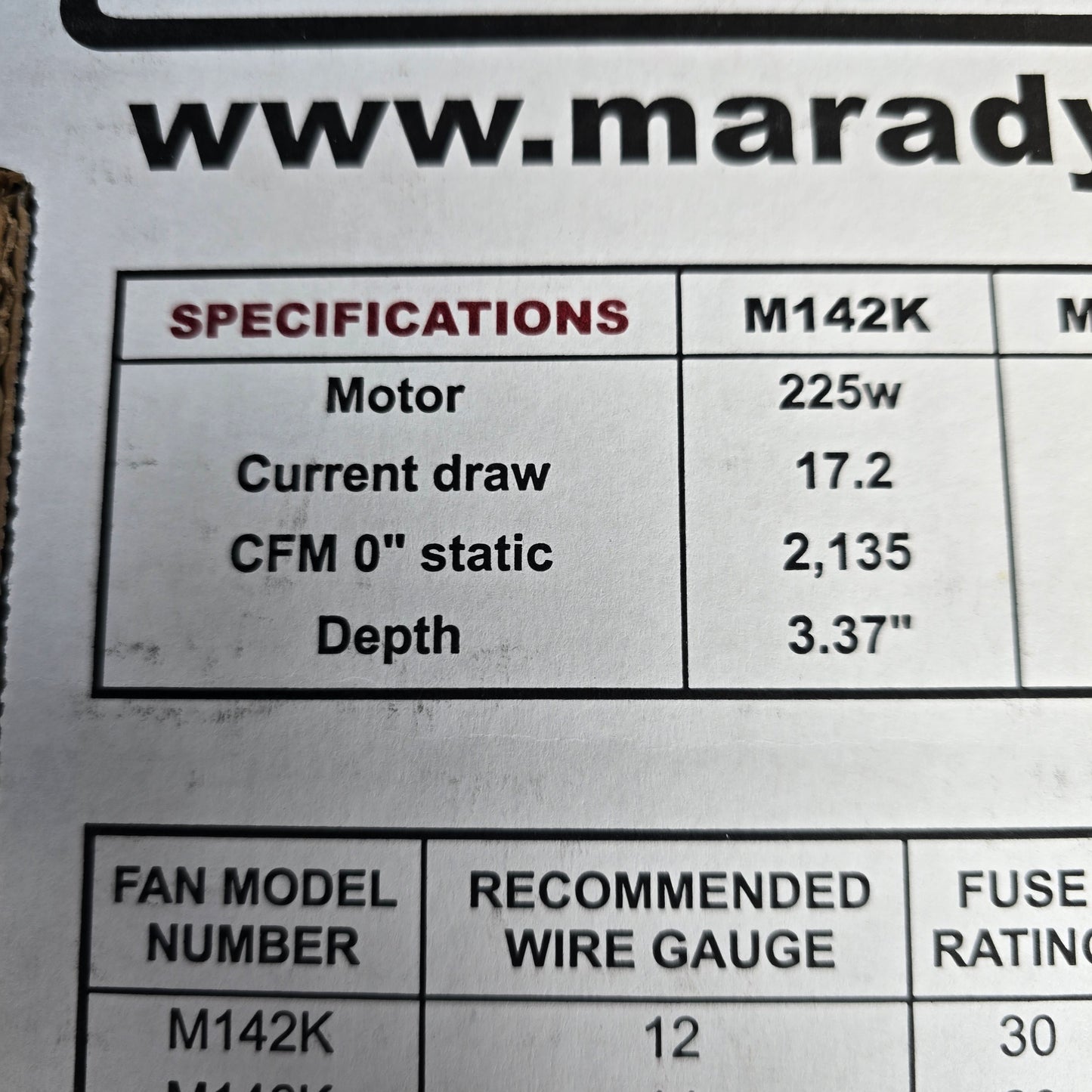 Maradyne A11-1036 M142K Electric Engine Cooling Fan 12V 225W (NEW In Box)