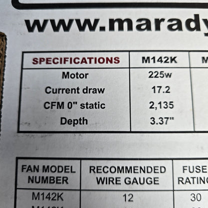 Maradyne A11-1036 M142K Electric Engine Cooling Fan 12V 225W (NEW In Box)