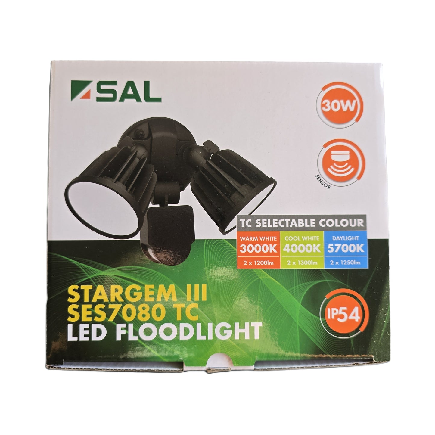 SAL SES7080/2TC/BK Stargem III Twin 30W LED Floodlight PIR Sensor Black