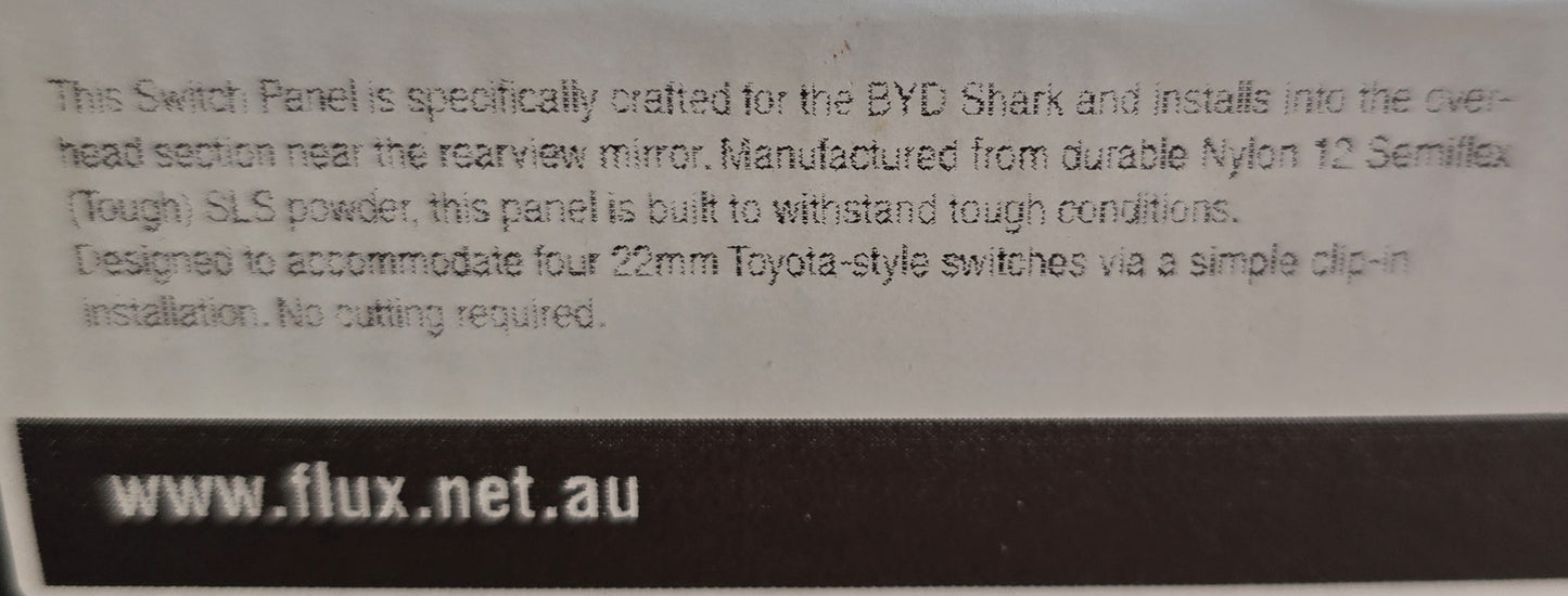 FLUX3D SP006 BYD Shark 6 Overhead Switch Panel 4 x 22mm Switch Mount