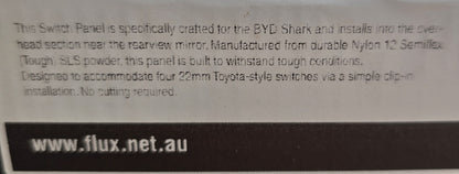 FLUX3D SP006 BYD Shark 6 Overhead Switch Panel 4 x 22mm Switch Mount