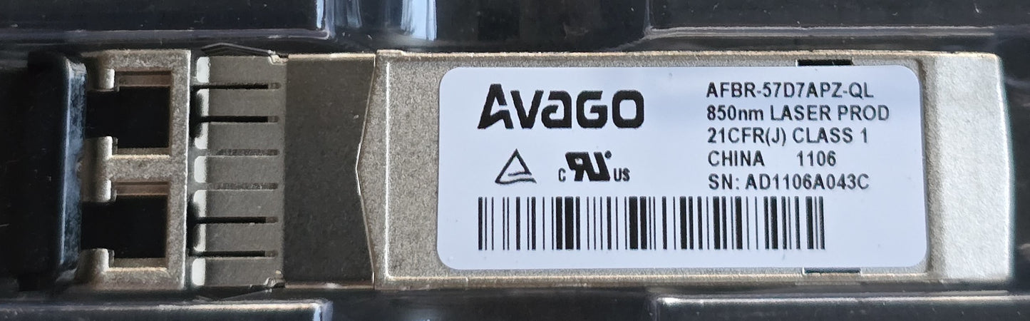 Avago AFBR-57D7APZ-QL 8G Fibre Channel SFP+ SW 850nm Transceiver (New)