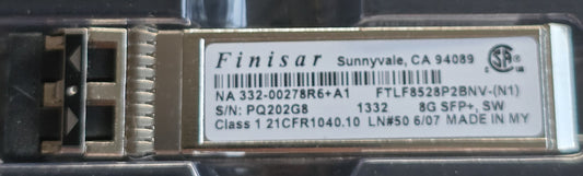 Finisar FTLF8528P2BNV-(N1) 8G Fibre Channel SFP+ SW 850nm Transceiver (New)