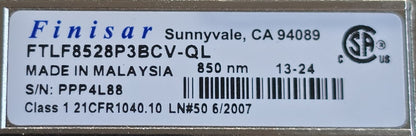 Finisar FTLF8528P3BCV-QL 8G Fibre Channel SFP+ SW 850nm Transceiver (New)