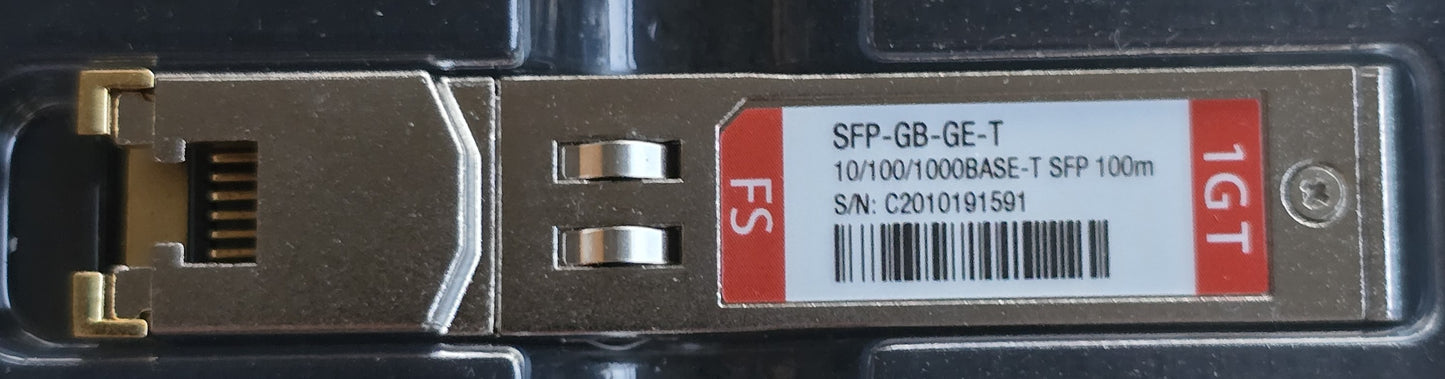 FS SFP-GB-GE-T 1000BASE-T 1G Copper RJ-45 100m SFP Transceiver (New)
