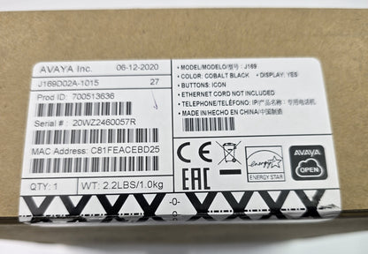 Avaya J169D02A-1015 700513634 IP Phone 8-Line Gigabit SIP Deskphone (NEW Sealed)