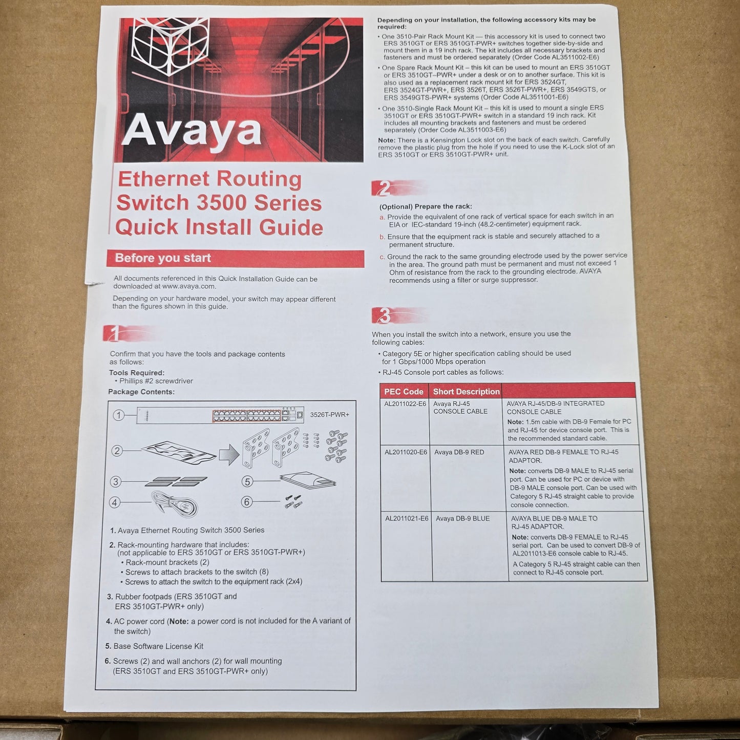 Avaya AL3500A14-E6 3510GT-PWR+ ERS 8-Port Gigabit PoE+ Network Switch (NEW)