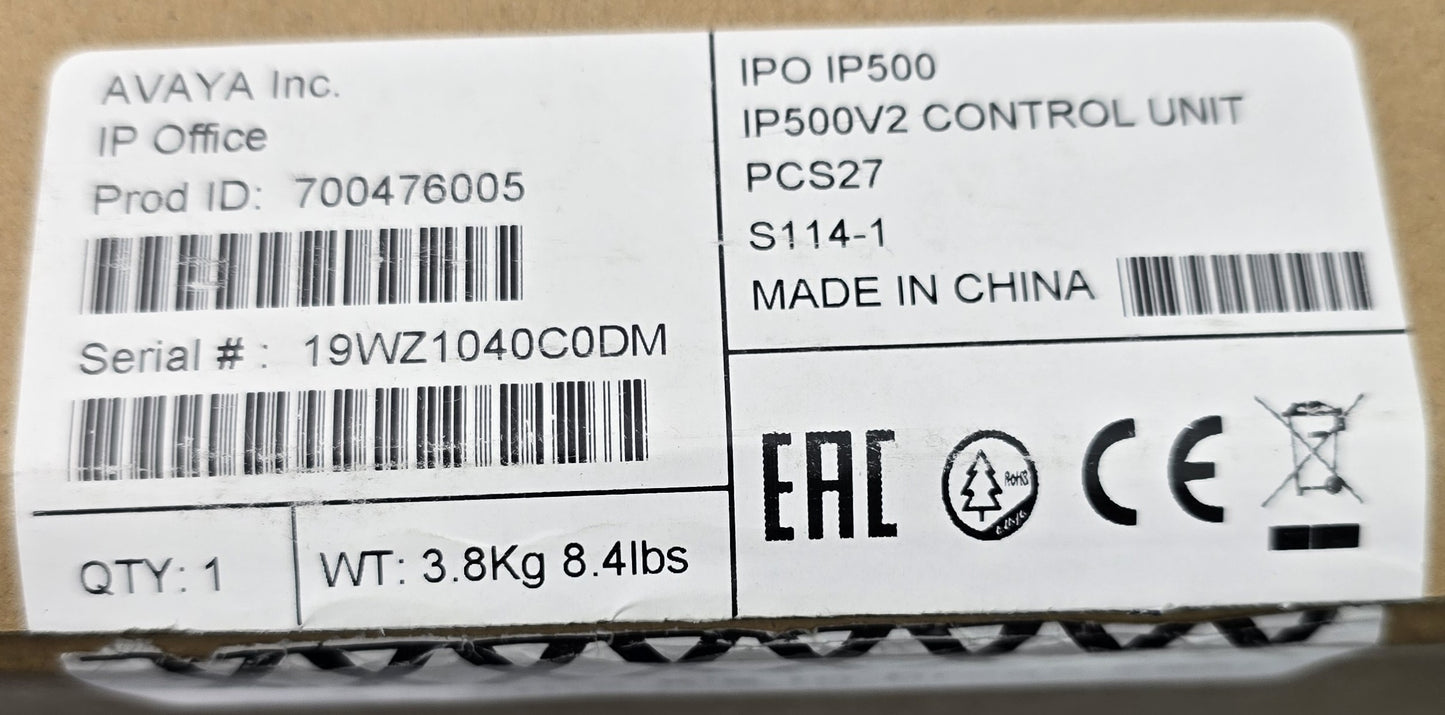 Avaya 700476005 IP500 V2 Control Unit IP Office Chassis + SD Card (New Opened)
