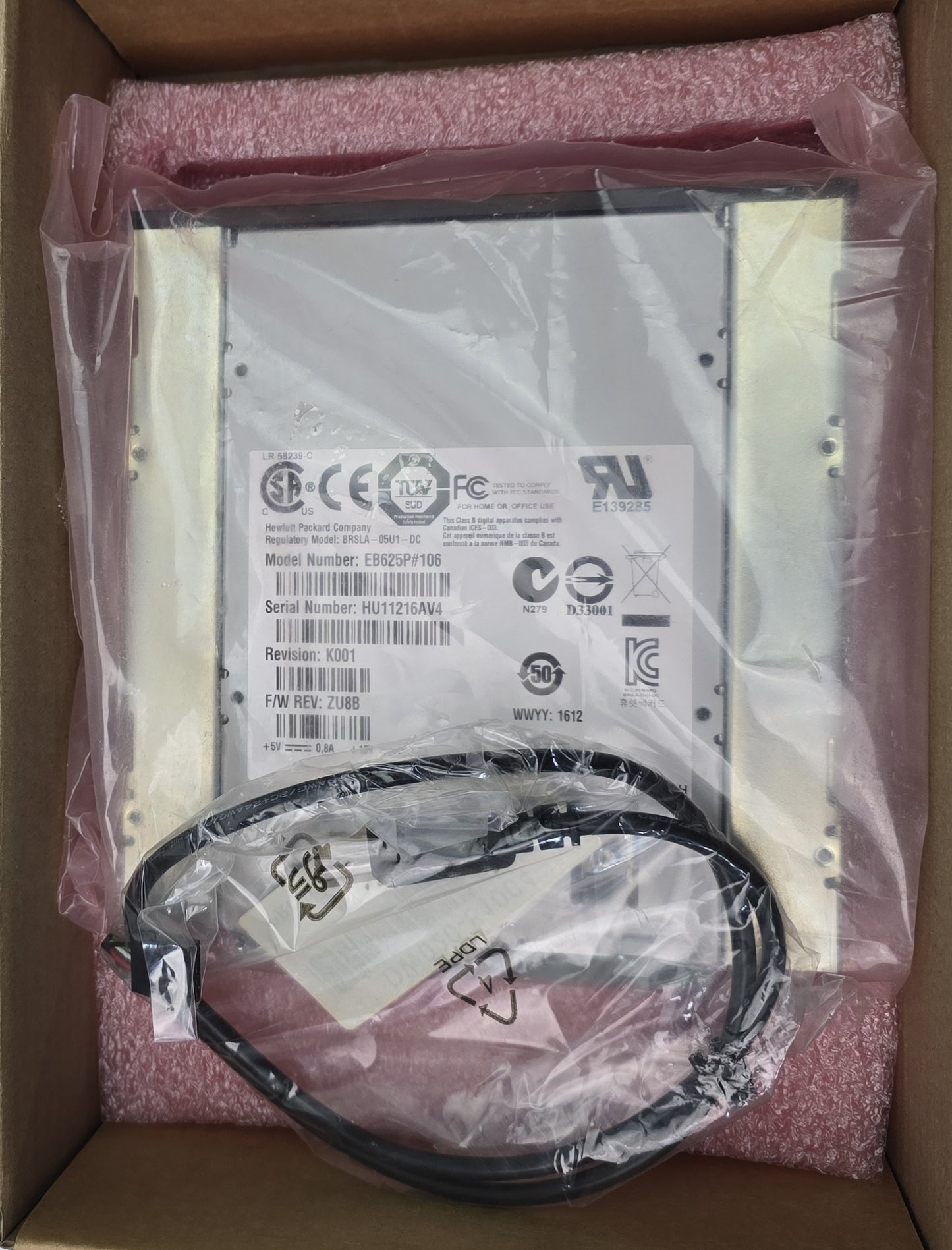 HP EB625P#106 DAT72 36/72GB DDS5 USB Internal Tape Drive (New Opened)
