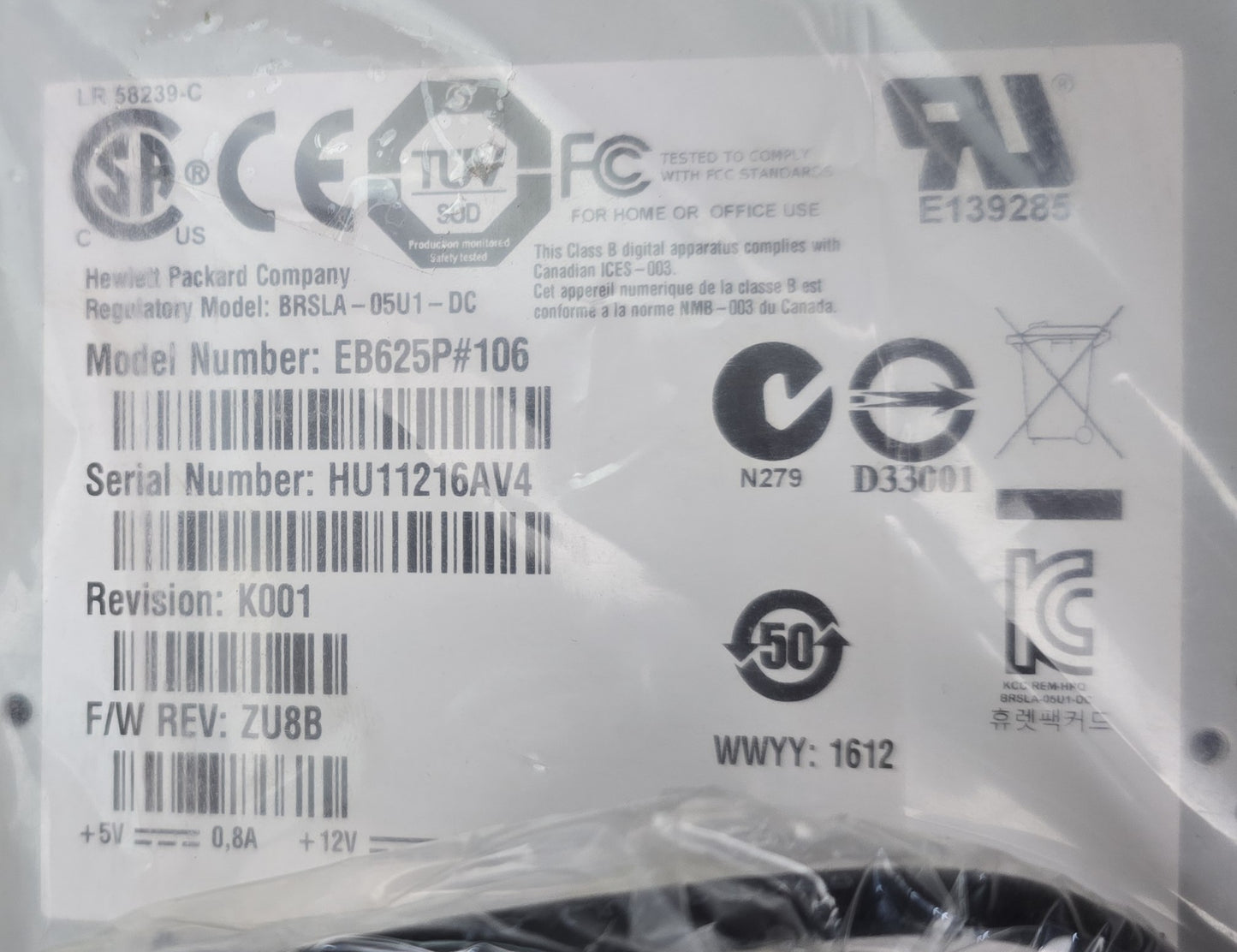 HP EB625P#106 DAT72 36/72GB DDS5 USB Internal Tape Drive (New Opened)