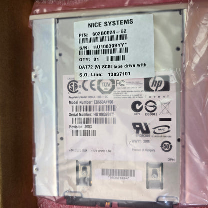 HP EB660A#106 DAT72 36/72GB DDS5 SCSI Internal Tape Drive Kit (New Opened)
