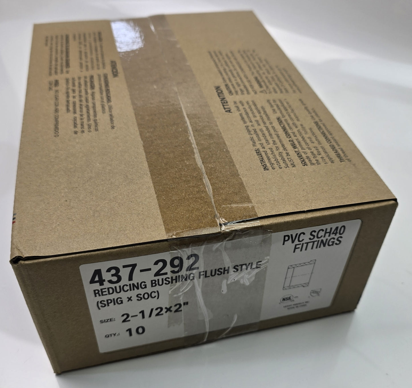 Lesso 437-292 [10 pack] PVC SCH40 Reducing Bushing 2-1/2" x 2" Spig x Soc (NEW)
