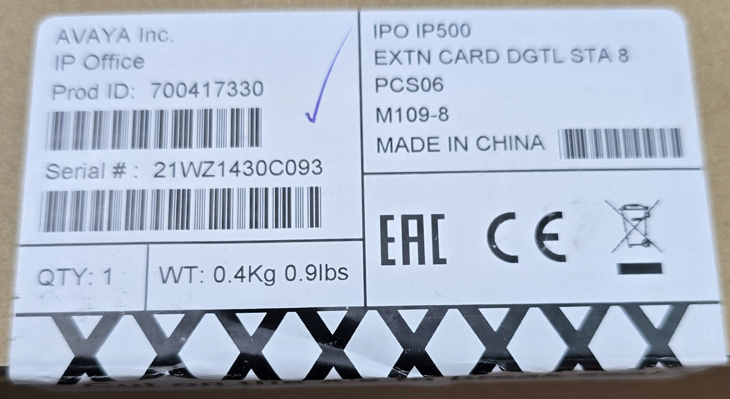 Avaya 700417330 IP500 Digital Station 8 Base Card (NEW Sealed)