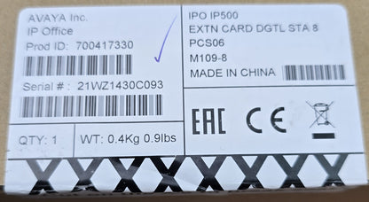 Avaya 700417330 IP500 Digital Station 8 Base Card (NEW Sealed)