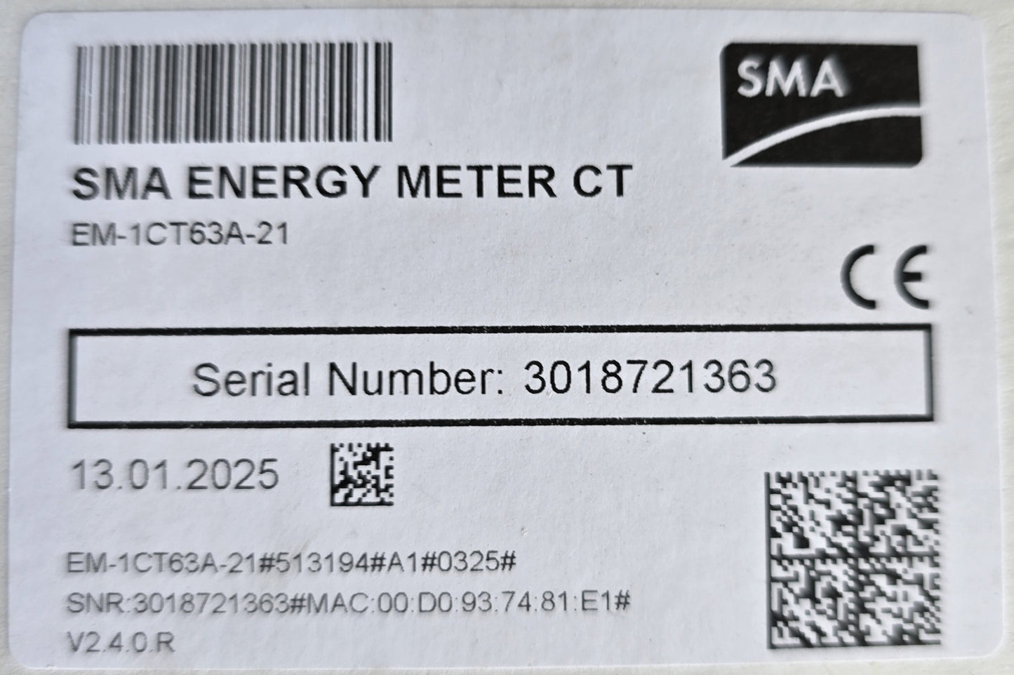 SMA EM-1CT63A-21 Energy Meter CT Single Phase 63A Solar Monitor (NEW Sealed)