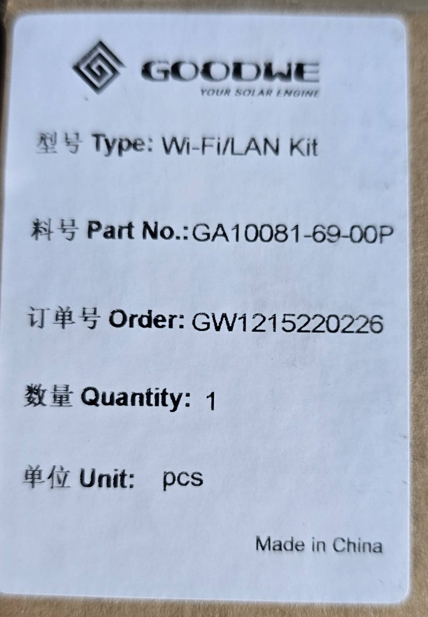 GoodWe GA10081-69-00P Wi-Fi LAN Kit Solar Inverter Comms Module (NEW Sealed)