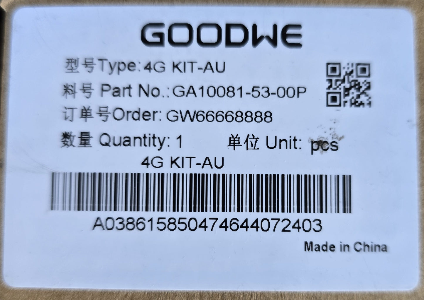 GoodWe GA10081-53-00P 4G Kit-AU Cellular Module for Solar Inverters (NEW Sealed)