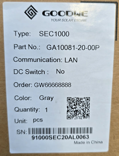 GoodWe GA10081-20-00P SEC1000 Smart Energy Controller LAN (NEW Sealed)
