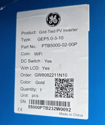 GE GEP5.0-3-10 5kW Three Phase Grid-Tied Solar Inverter WiFi LCD (NEW Sealed)