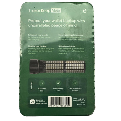 Trezor Keep Metal Crypto Seed Backup Stainless Steel 20-Word (NEW Sealed)