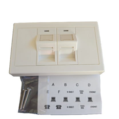 TE-Connectivity 2-279393-5 Angled Shuttered Faceplate 2-Port White (NEW Sealed)