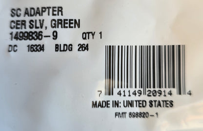 TE-Connectivity 1499836-9 [Pack 5] AMP SC Fibre Optic Adapter Ceramic Green (NEW)