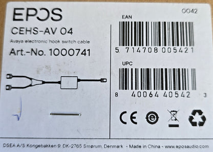 EPOS 1000741 CEHS-AV 04 Avaya EHS Adapter Cable for Headsets (NEW Sealed)
