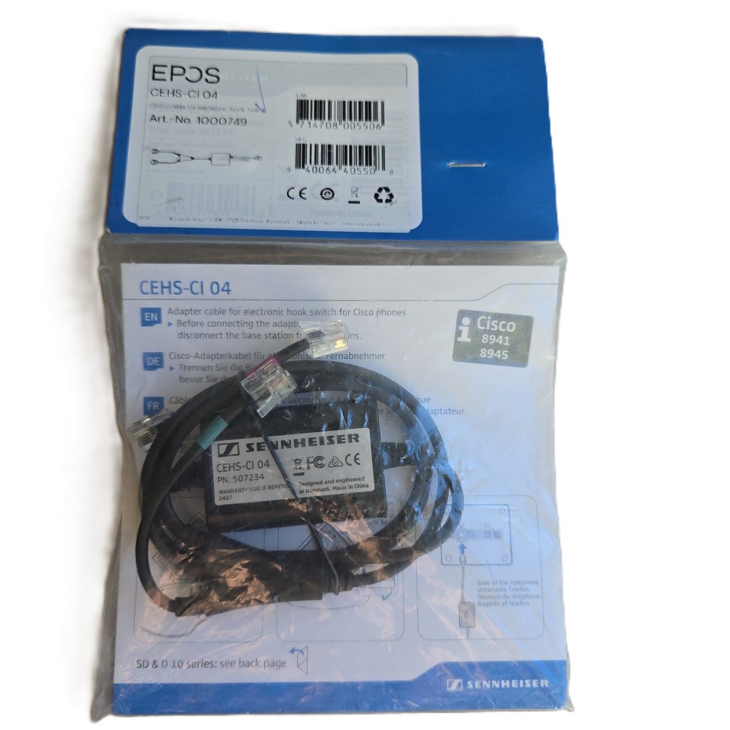 Sennheiser 507234 CEHS-CI 04 Cisco EHS Adapter Cable 8941 8945 (NEW Sealed)