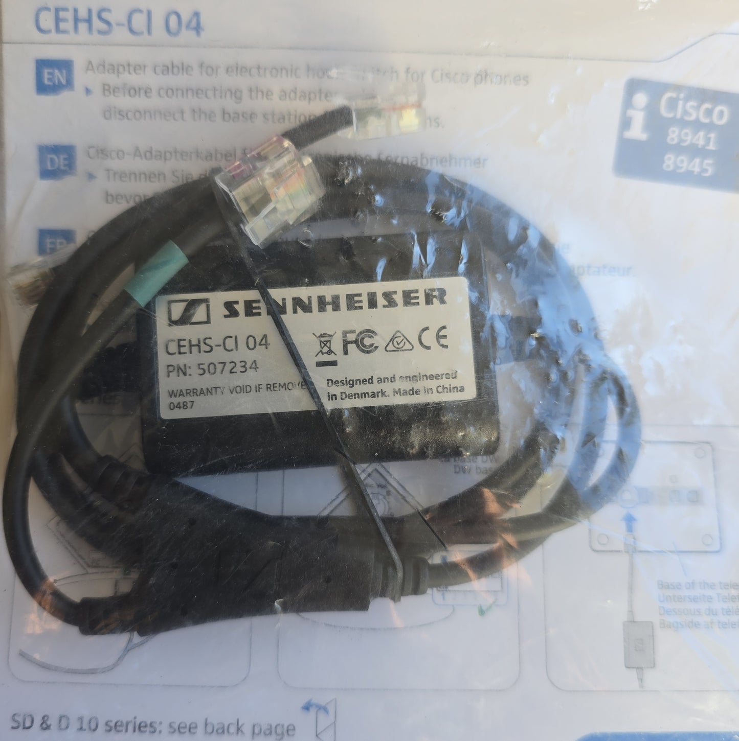 Sennheiser 507234 CEHS-CI 04 Cisco EHS Adapter Cable 8941 8945 (NEW Sealed)