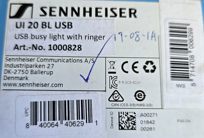 Sennheiser 1000828 UI 20 BL USB Busy Light with Ringer (NEW Sealed)