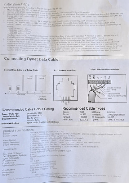 Philips-Dynalite DDBC120-DALI DALI Controller 20A DIN-Rail DyNet (NEW In Box)