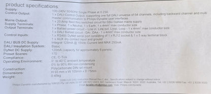 Philips-Dynalite DDBC120-DALI DALI Controller 20A DIN-Rail DyNet (NEW In Box)