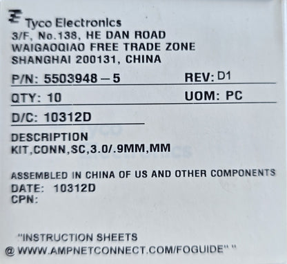 TE-Connectivity 5503948-5 SC [10 Pack] Multimode Fibre Optic Connector Kit (New)