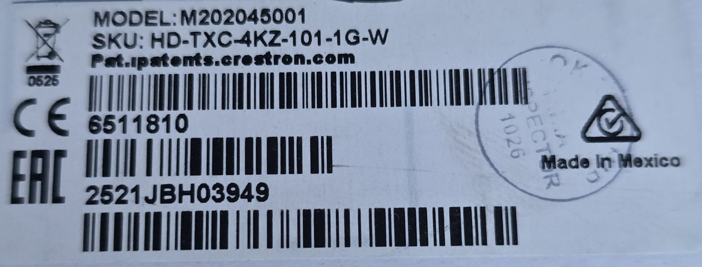 Crestron HD-TXC-4KZ-101-1G-W DM Lite 4K60 Wall Plate Transmitter (New Opened)