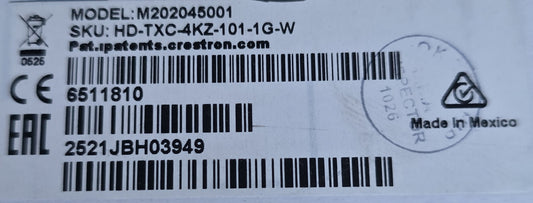 Crestron HD-TXC-4KZ-101-1G-W DM Lite 4K60 Wall Plate Transmitter (New Opened)