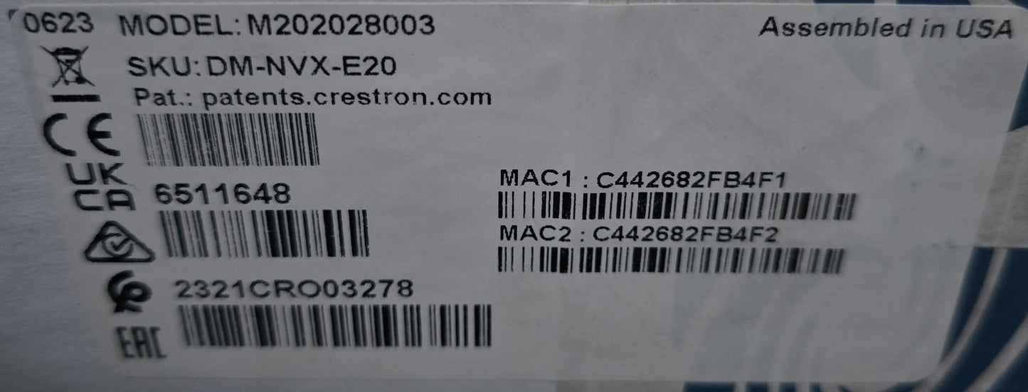 Crestron DM-NVX-E20 6511648 4K60 Network AV Encoder HDMI PoE (NEW Sealed)