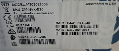 Crestron DM-NVX-E20 6511648 4K60 Network AV Encoder HDMI PoE (NEW Sealed)