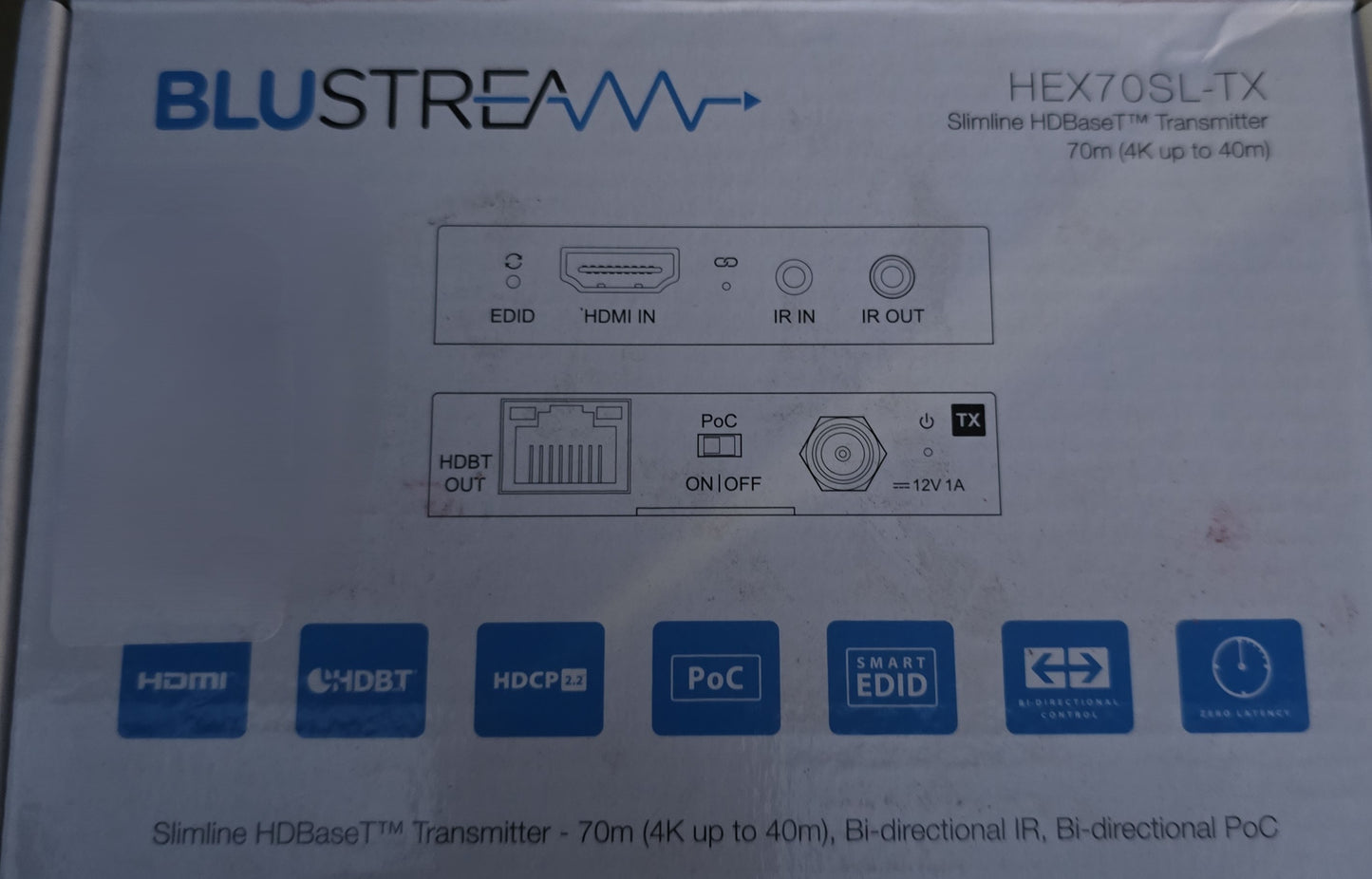 BLUSTREAM HEX70SL-TX Slimline HDBaseT Transmitter 70m 4K HDMI PoC (NEW In Box)
