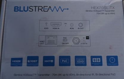 BLUSTREAM HEX70SL-TX Slimline HDBaseT Transmitter 70m 4K HDMI PoC (NEW In Box)