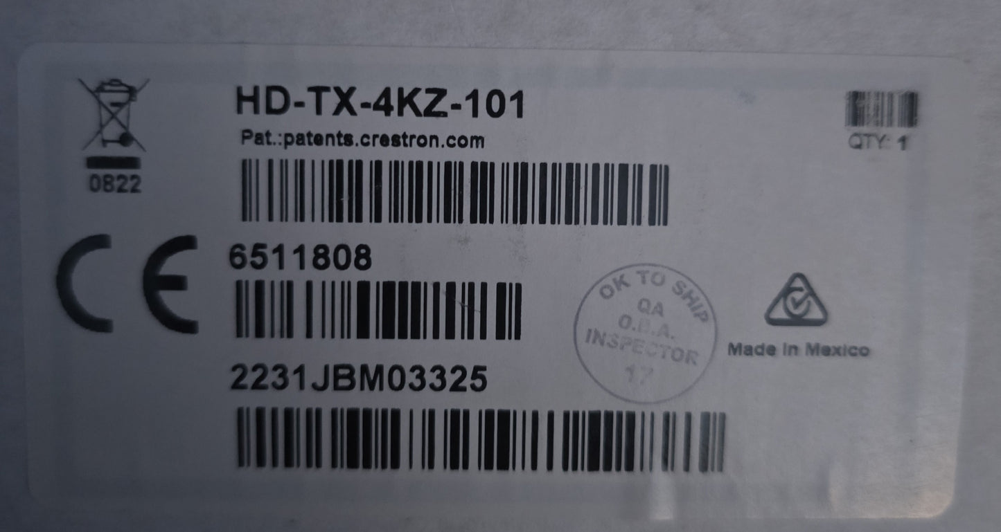 Crestron HD-TX-4KZ-101 6511808 DM Lite 4K60 HDMI CATx Transmitter (NEW Sealed)