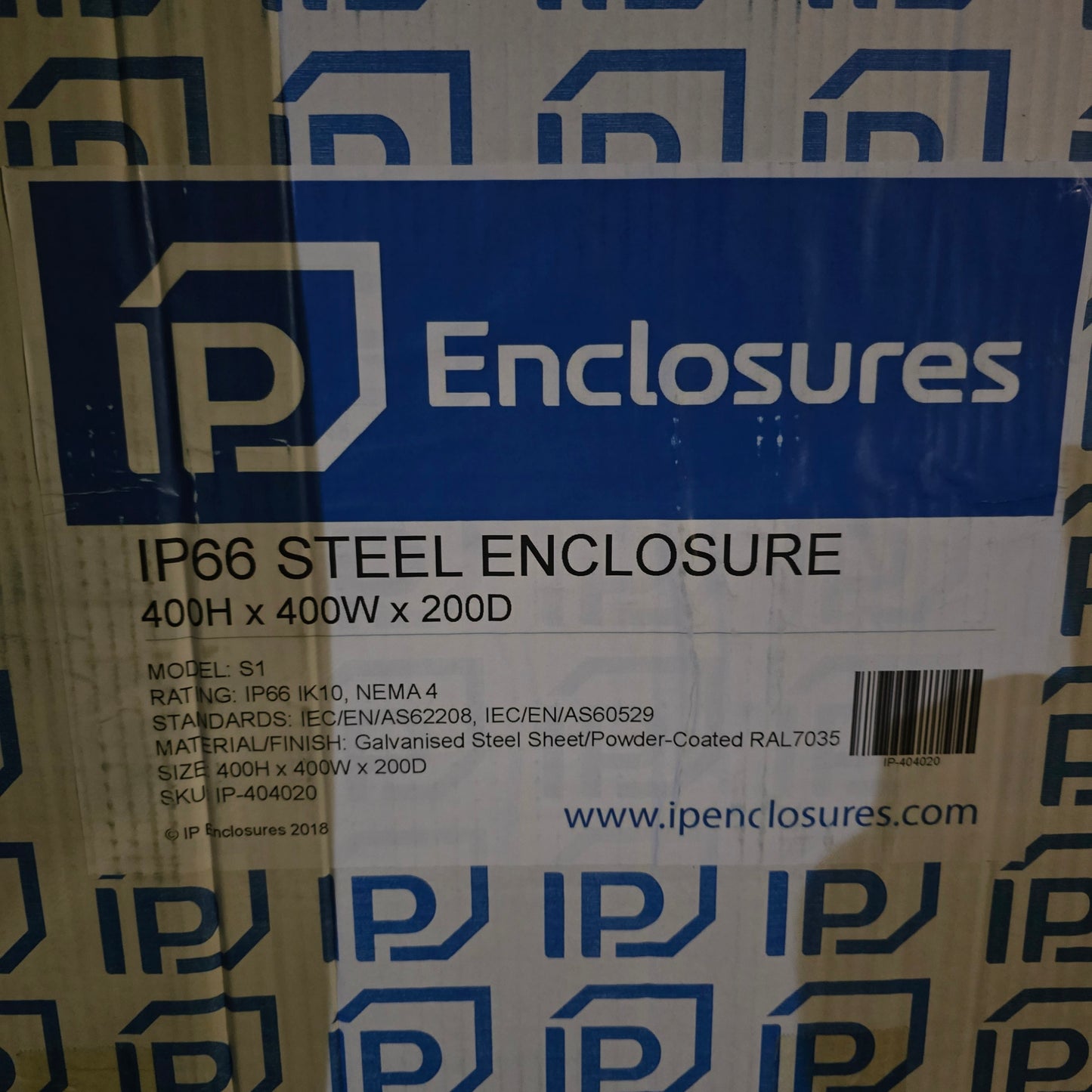 IP-Enclosures IP-404020 IP66 Steel Enclosure 400x400x200 IK10 Grey (NEW In Box)