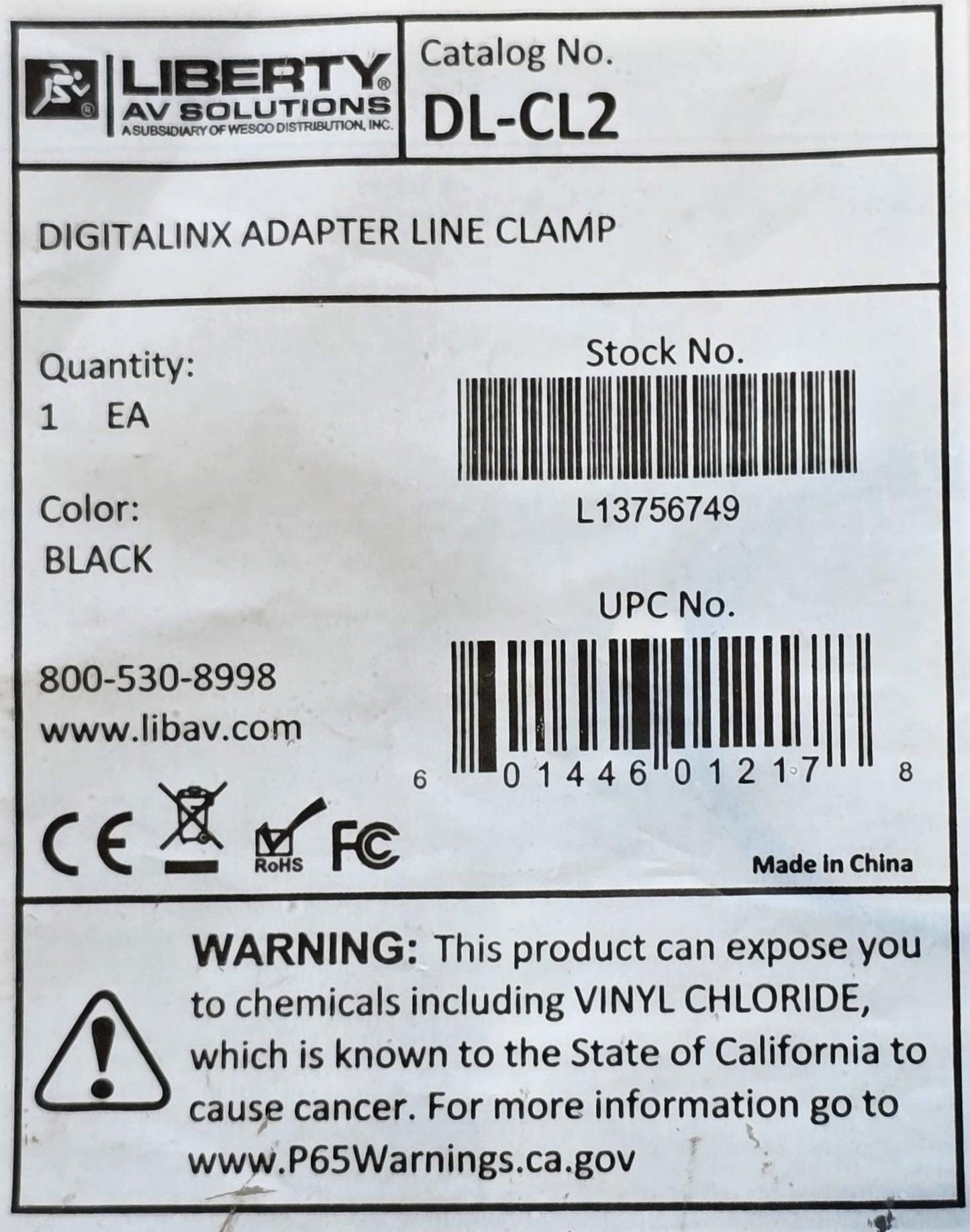 Liberty DL-CL2 DigitaLinx Adapter Line Clamp Black DL-AR HDMI (NEW Sealed)