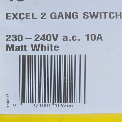 HPM XL770/2WE [10 Pack] Excel 2 Gang Vertical Light Switch 10A White (NEW In Box)