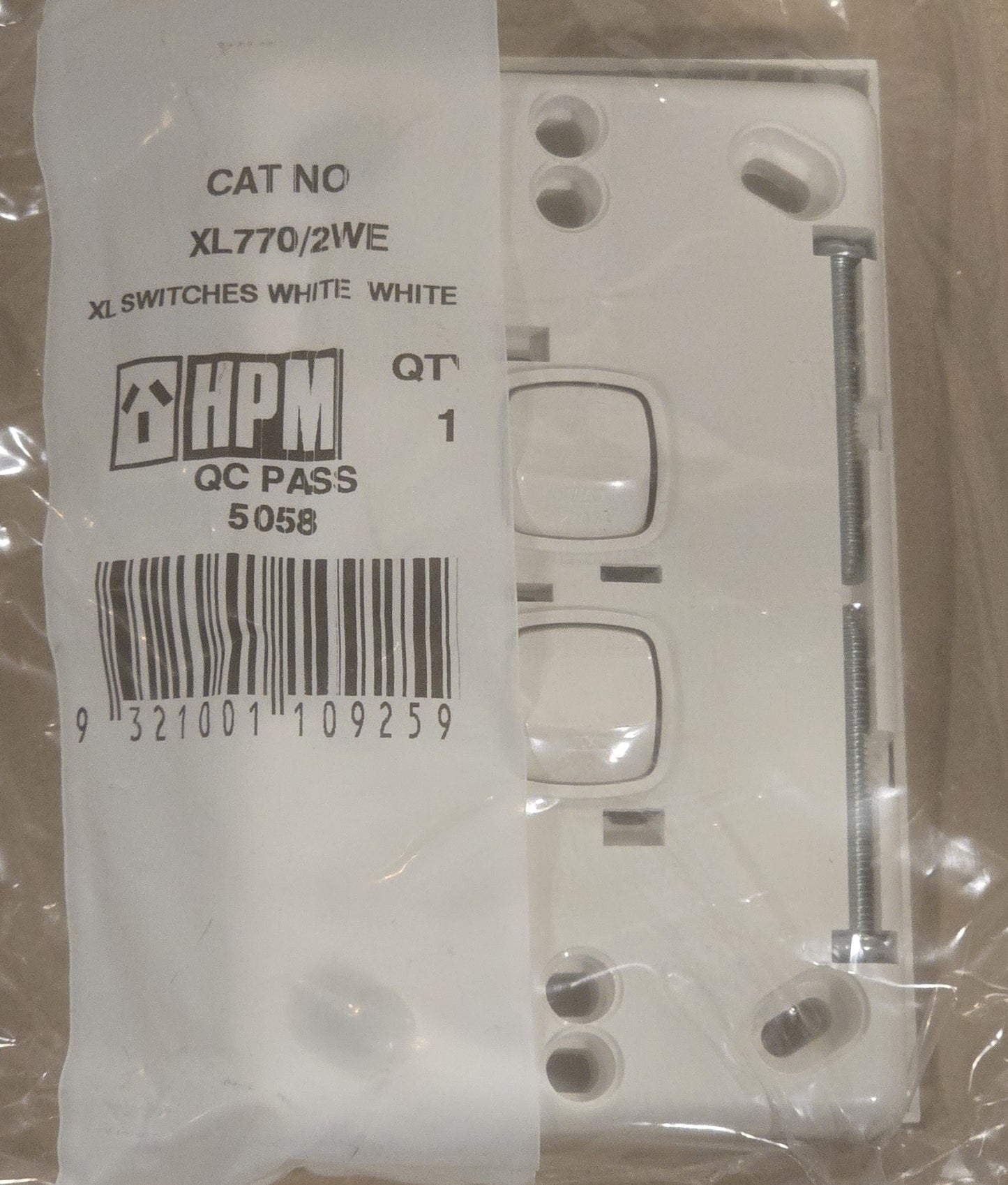HPM XL770/2WE [10 Pack] Excel 2 Gang Vertical Light Switch 10A White (NEW In Box)