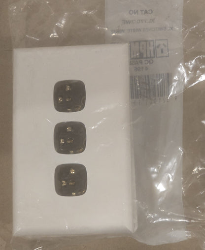 HPM XL770/3WE [10 Pack] Excel 3 Gang Vertical Light Switch 10A White (NEW In Box)