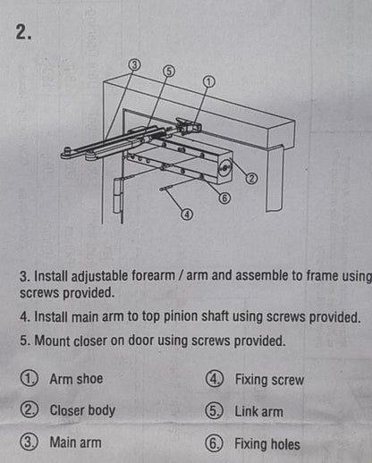 ENTRO D0653 Standard Arm Door Closer Size 2-5 Fire Rated Silver (NEW In Box)