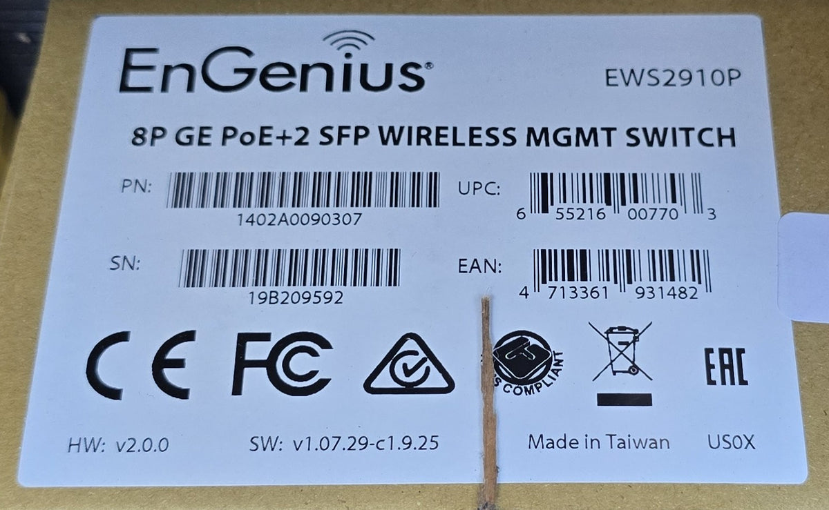 EnGenius EWS2910P 8 Port Gigabit PoE Managed Switch 2 SFP 55W (NEW In Box)