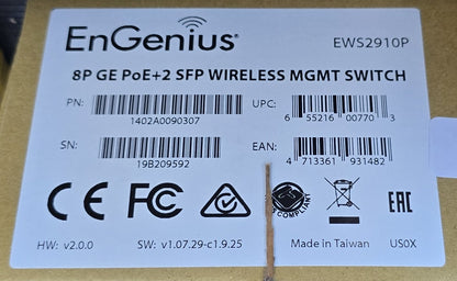 EnGenius EWS2910P 8 Port Gigabit PoE Managed Switch 2 SFP 55W (NEW In Box)