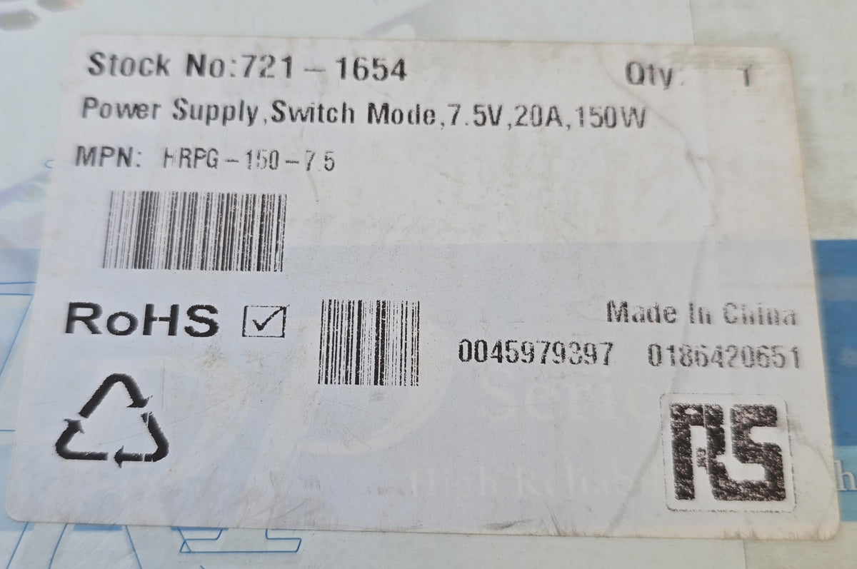 MEANWELL HRPG-150-7.5 150W 7.5V 20A Enclosed Switching Power Supply (NEW In Box)